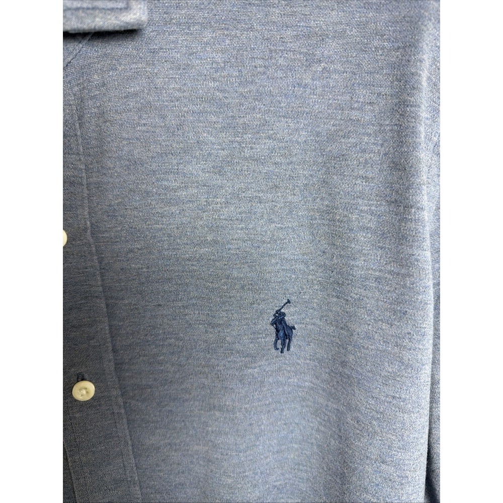 Polo Ralph Lauren Knit Button Shirt Men's LS Stretch Soft XL Blue Pony Cotton - Picture 3 of 6